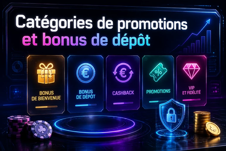 Catégories de promotions et bonus de dépôt